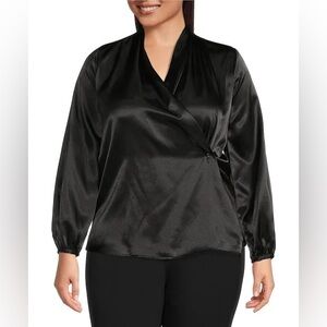 NWT Calvin Klein womens long sleeve faux wrap blouse